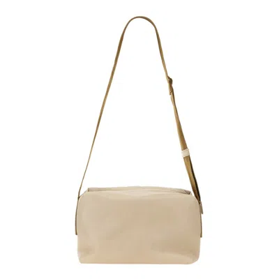Uma Wang Rectangular Leather Shoulder Bag With Adjustable Strap In Neutral