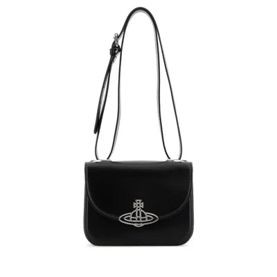 Vivienne Westwood Black Leather Linda Crossbody Bag In Black