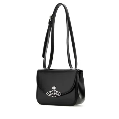 Vivienne Westwood Black Leather Linda Crossbody Bag In Black