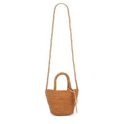 Manebi Raffia Leather-detail Tote Bag In Brown