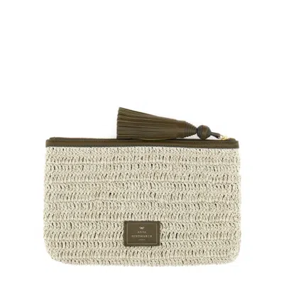 Anya Hindmarch Crochet Smiley-logo Clutch Bag In Neutral