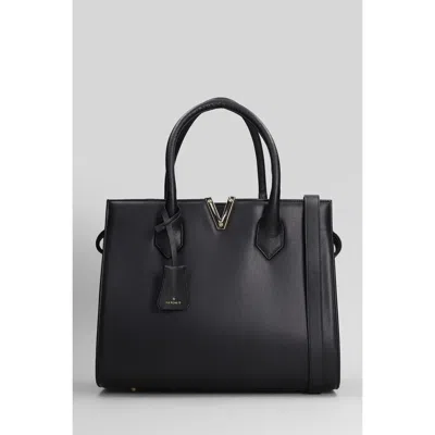 Via Roma 15 Tote In Black Leather In Black
