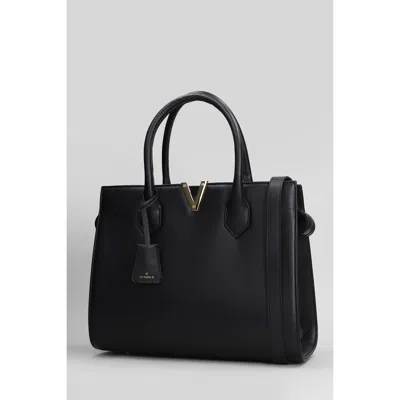 Via Roma 15 Tote In Black Leather In Black