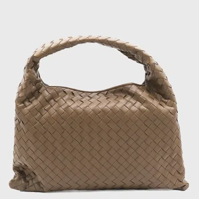 Bottega Veneta Brown Leather Hop Small Handle Bag In Yellow