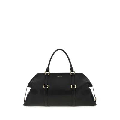 Alexander Mcqueen Black Leather Farringdon Maxi Handbag In Black