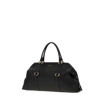 Alexander Mcqueen Black Leather Farringdon Maxi Handbag In Black