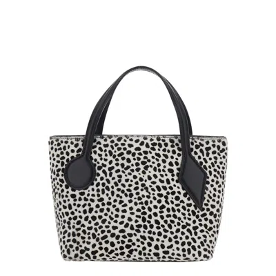 Little Liffner Sprout Black And White Shoulder Bag With All-over Animal Motif In Leather In Multi
