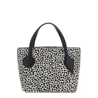 Little Liffner Sprout Black And White Shoulder Bag With All-over Animal Motif In Leather In Multi