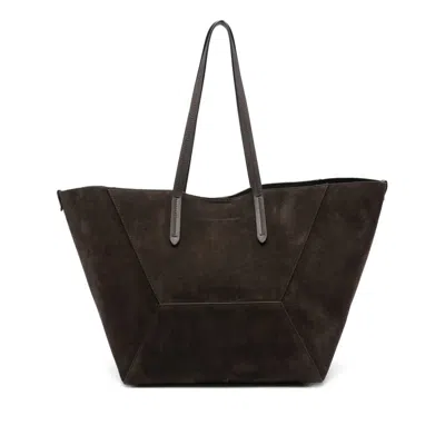 Brunello Cucinelli Stitched Duo Tote Bag In Brown