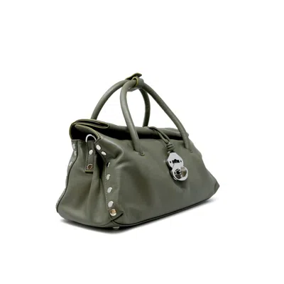 Zanellato 068750-1910000-z0482 Green Olivona Leather Dotta Saeta Baby Handbag In Green