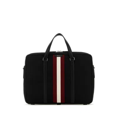Bally Black Leather Briefcase In Black