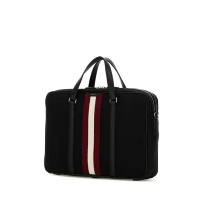 Bally Black Leather Briefcase In Black