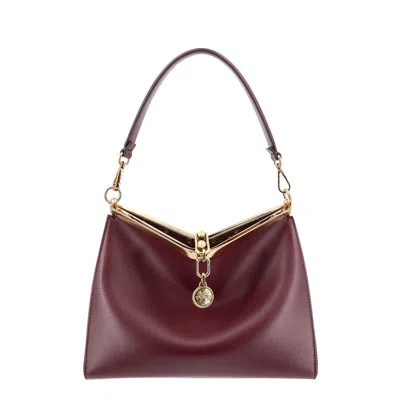 Etro Medium Vela Bordeaux Shoulder Bag With Logo And Pegasus Charm In Leather Woman In Red