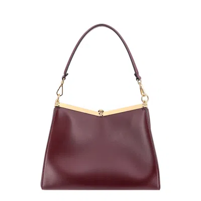 Etro Medium Vela Bordeaux Shoulder Bag With Logo And Pegasus Charm In Leather Woman In Red