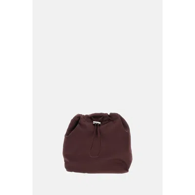 Plan C Bordeaux Round Bag With Drawstring Closure In Burgundy