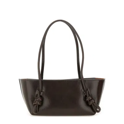 Hereu Rectangular Shoulder Bag Knotted Handles In Brown
