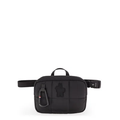 Moncler Grenoble Nylon Belt Bag With Embossed Logo In Black