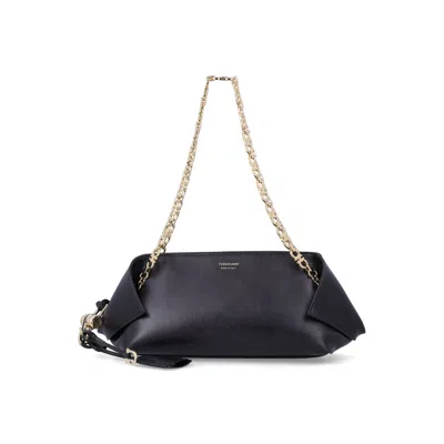 Ferragamo Folded Calfskin Shoulder Bag In Black