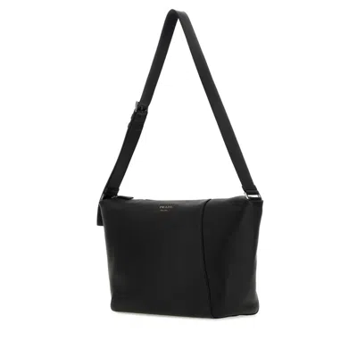 Prada Borsa A Tracolla In Pelle Nera Uomo In Black