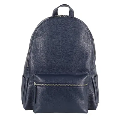 Orciani Textured Leather Backpack With Adjustable Straps In Blue