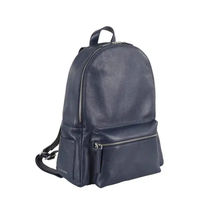 Orciani Textured Leather Backpack With Adjustable Straps In Blue