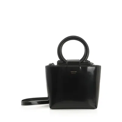 Ferragamo Mini Gancini Handbag In Black