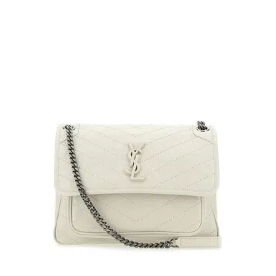 Saint Laurent Ivory Leather Medium Niki Shoulder Bag In White