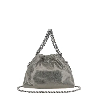 Stella Mccartney Falabella Metallic Crossbody Bag With Chain-link Shoulder Strap And Logo Charm On T