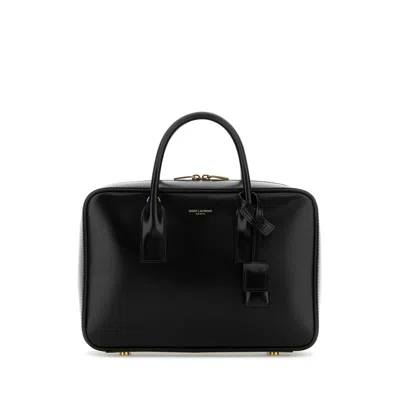 Saint Laurent Black Leather Sac De Jour Handbag In Black