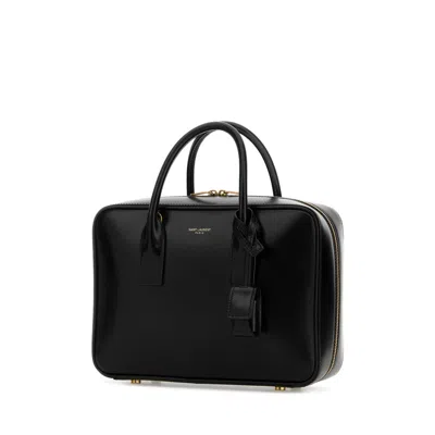 Saint Laurent Black Leather Sac De Jour Handbag In Black