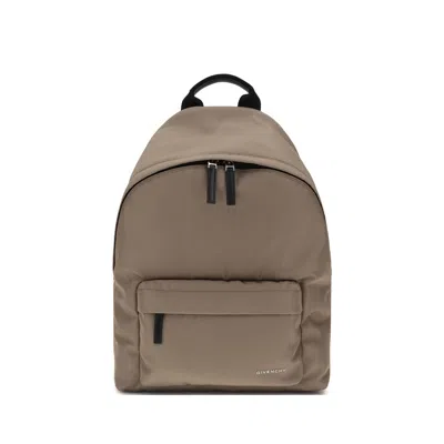 Givenchy Canvas And Leather Backpack With Logo Detail In Brown