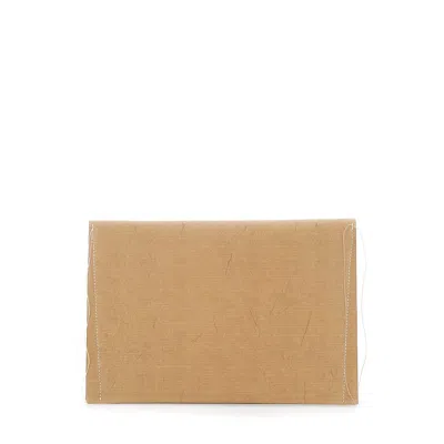 Givenchy Beige Clutch Bag With Crinkled Effect And Logo Lettering On The Front In Leather Woman In Sand