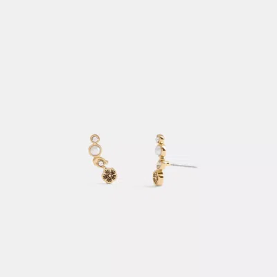 Coach Pearl Tea Rose Crawler Earrings In White
