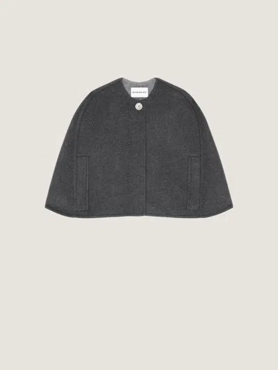 Givenchy Cropped Cape In Wool And Cashmere In Black