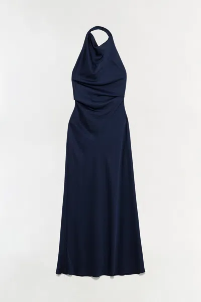 Simkhai Women's Reannon Draped Satin Gown In Midnight In Blue