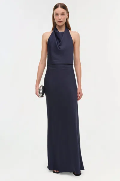 Simkhai Women's Reannon Draped Satin Gown In Midnight In Blue