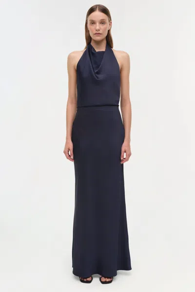 Simkhai Women's Reannon Draped Satin Gown In Midnight In Blue