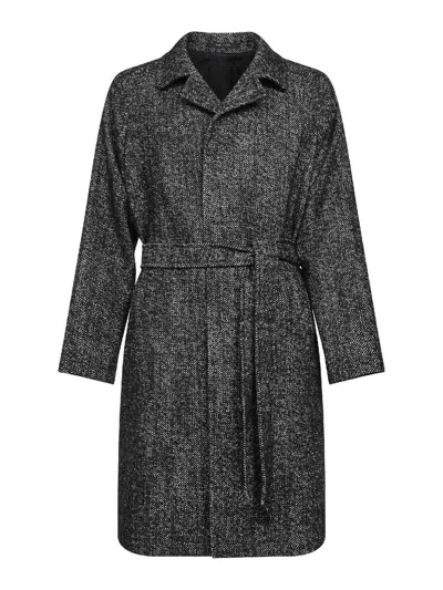 Tagliatore Flecked Wool Blend Salomons Wrap Coat In Black