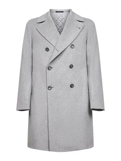 Tagliatore Pearl Virgin Wool And Cashmere Double-breasted Coat In Gray