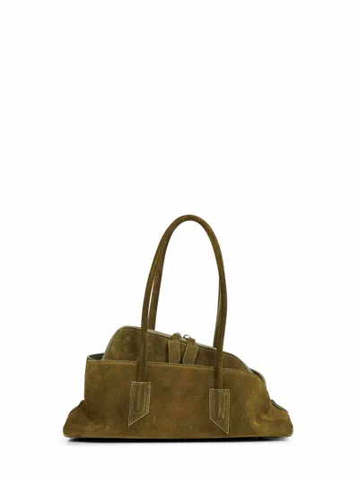 Attico Khaki "la Passeggiata Small" Top Handle Bag In Pink