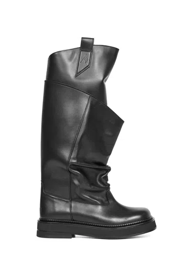 Attico Passeggiata Black Boots With Heel-tab And Rubber Sole In Leather Woman