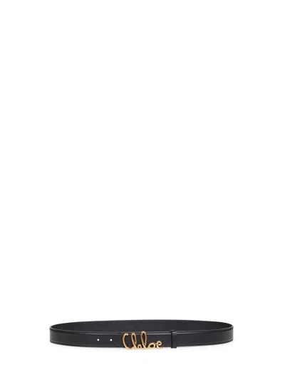 Chloé Iconic Leather Belt Adjustable Length In Black