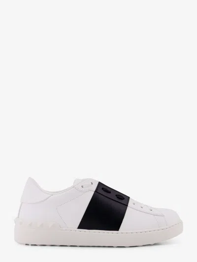 Valentino Garavani Open Leather Sneakers With Contrast Band And Stud Details Shoes In White