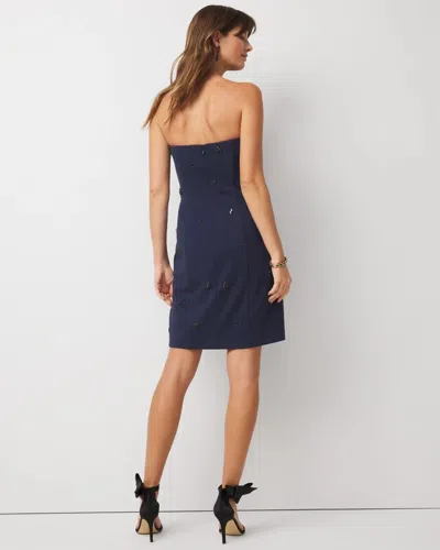 White House Black Market Embellished Strapless Mini Dress In Blue