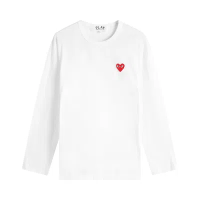 Pre-owned Comme Des Garçons Play Small Heart Long-sleeve T-shirt 'white/red' | Men's Size Xl