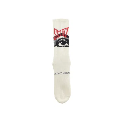 Pre-owned Saint Mxxxxxx Eye Socks 'ecru' | Cream | Men's Size Onesize In White