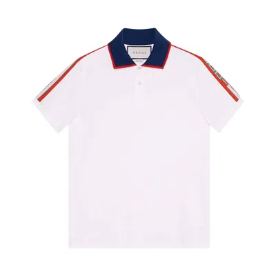 Pre-owned Gucci Polo With Stripe 'white' | Men's Size L
