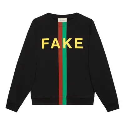 Pre-owned Gucci Fake/not Print Oversize Sweater 'black/multicolor' | Men's Size Xs