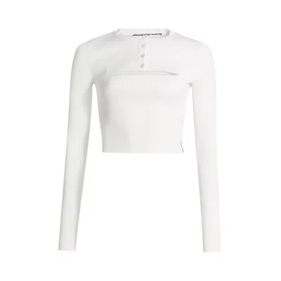 Pre-owned Alexander Wang Cropped Cardigan W/ Cami Tank Twinset 'soft White' | Women's Size M