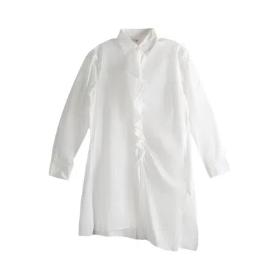 Pre-owned Y's U Bleed Frill Shirt 'white' | Women's Size 2